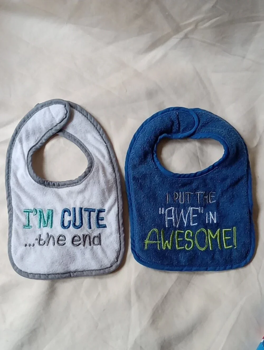 Blue and White Boys Bandana Bib Set - Cute & Awesome Duo